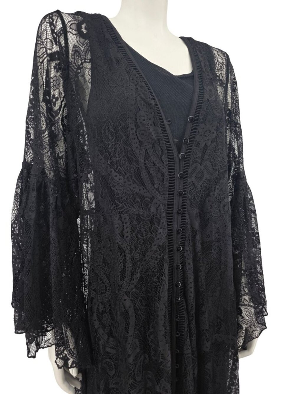 Torrid Lace Mix Maxi Dress Boho Style Deep Black 2X